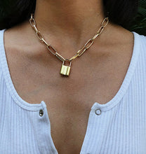 Load image into Gallery viewer, Link Chain w/ Padlock Necklace
