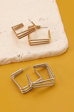 Load image into Gallery viewer, Tri-Row Square Hoop Earrings
