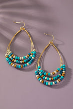 Load image into Gallery viewer, Three Layer Wood Bead Oval Hoop Earrings