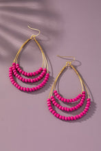 Load image into Gallery viewer, Three Layer Wood Bead Oval Hoop Earrings