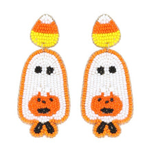 Load image into Gallery viewer, Ghost Seed Bead Dangle Earrings