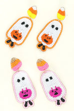 Load image into Gallery viewer, Ghost Seed Bead Dangle Earrings