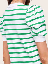 Load image into Gallery viewer, Green & White Stripe Puff Short Sleeve
