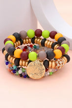 Load image into Gallery viewer, Multi-Color Wood & Metal Bead Bracelet Sets