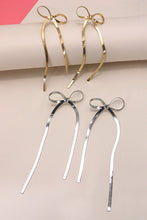 Load image into Gallery viewer, Long Bow Herringbone Snake Chain Earrings