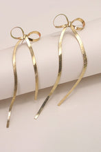 Load image into Gallery viewer, Long Bow Herringbone Snake Chain Earrings