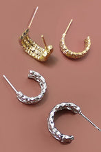 Load image into Gallery viewer, Hammered Huggie Hoop Earrings