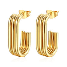 Load image into Gallery viewer, Triple Row Gold Huggie Hoop Earrings