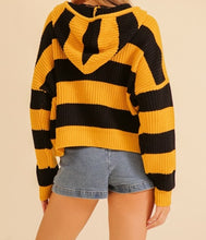 Load image into Gallery viewer, Gold & Black Stripe Knit Hoodie Sweater