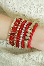 Load image into Gallery viewer, Red & Gold Multibead Bracelet Set