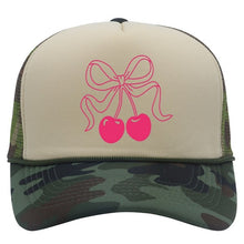 Load image into Gallery viewer, Camo Cherry Bow Trucker Hat