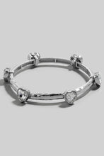 Load image into Gallery viewer, Heart Rhinestone Stretch Bangle Bracelet
