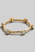 Load image into Gallery viewer, Heart Rhinestone Stretch Bangle Bracelet