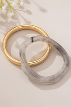 Load image into Gallery viewer, Gold Lightweight Bangle & Gray Formica Bracelet Set