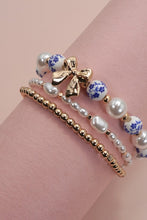 Load image into Gallery viewer, Blue Ceramic Porcelain Bow Layered Bracelet Set