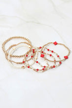 Load image into Gallery viewer, Red & Gold 7-Piece Bracelet Set