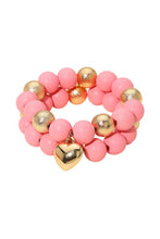 Load image into Gallery viewer, Valentine 2-Strand Bracelet Set w/ Heart Charm