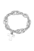Load image into Gallery viewer, Stretchable Chain Bracelet w/ Cross Charm