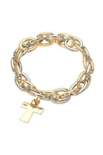 Load image into Gallery viewer, Stretchable Chain Bracelet w/ Cross Charm