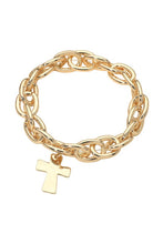 Load image into Gallery viewer, Stretchable Chain Bracelet w/ Cross Charm