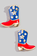 Load image into Gallery viewer, Red & Blue Cowboy Boot Post Earrings