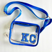 Load image into Gallery viewer, KC Clear & Blue Trim Stadium Bag