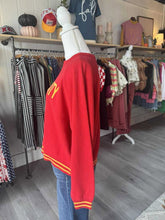 Load image into Gallery viewer, STYLE HOUSE Exclusive Red & Yellow Kansas City Sweater w/ Stripe Details