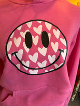 Load image into Gallery viewer, Pink Heart Smiley Face Hoodie