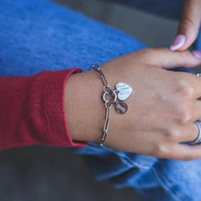 Load image into Gallery viewer, Baseball & Love Charm Stainless Steel Link Bracelet