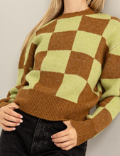 Load image into Gallery viewer, Green & Brown Checkered Sweater
