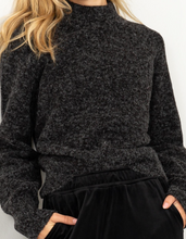 Load image into Gallery viewer, Black & Heathered Cream Mock Neck Sweater