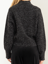 Load image into Gallery viewer, Black & Heathered Cream Mock Neck Sweater