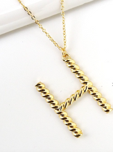 Load image into Gallery viewer, Gold Etched Initial Necklace