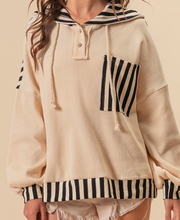 Load image into Gallery viewer, Cream & Black Stripe Hoodie