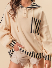 Load image into Gallery viewer, Cream & Black Stripe Hoodie