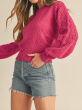 Load image into Gallery viewer, Pomegranate Puff Sleeve Sweater