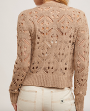 Load image into Gallery viewer, Taupe Button Down Pointelle Knit Cardigan