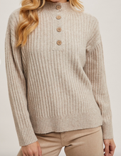 Load image into Gallery viewer, Oatmeal Henley Knit Sweater w/ Buttons