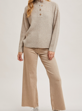 Load image into Gallery viewer, Oatmeal Henley Knit Sweater w/ Buttons