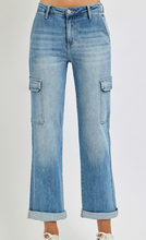 Load image into Gallery viewer, Light Denim High Rise Straight Leg Crop Jeans