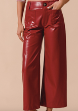 Load image into Gallery viewer, Burgundy Faux Leather Wide Leg Boot Cut Pants