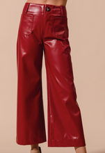Load image into Gallery viewer, Burgundy Faux Leather Wide Leg Boot Cut Pants