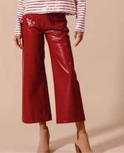 Load image into Gallery viewer, Burgundy Faux Leather Wide Leg Boot Cut Pants