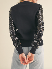 Load image into Gallery viewer, Black Sweater w/ Sequin Sleeves