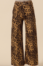 Load image into Gallery viewer, Animal Print Frayed Hem Wide Leg Pants