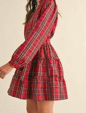 Load image into Gallery viewer, Red Plaid V-Neck Dress