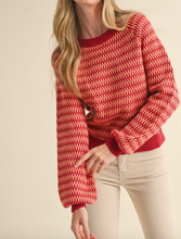 Load image into Gallery viewer, Red & Pink Stripe Sweater