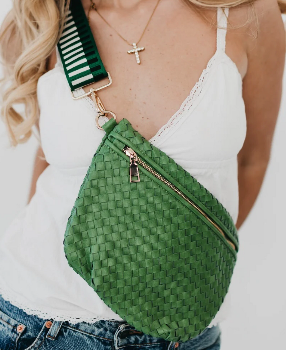 Style & Co. Woven Sling Bag in a green color Waverly Woven Sling main image 4