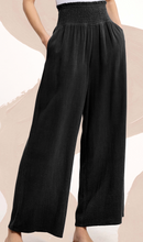 Load image into Gallery viewer, Black Smocked High Waist Pants