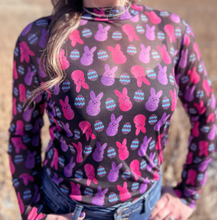 Load image into Gallery viewer, Peeps & Easter Egg Long Sleeve Mesh Top